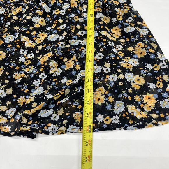 Lulus Y2K Babydoll Floral Chiffon Midi Dress Size Small Black Romantic Fairy - Picture 15 of 15